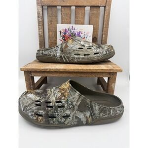 Realtree Edge Camo Clogs Mens 10 Brown Forest Camouflage Slip On Foam Shoes